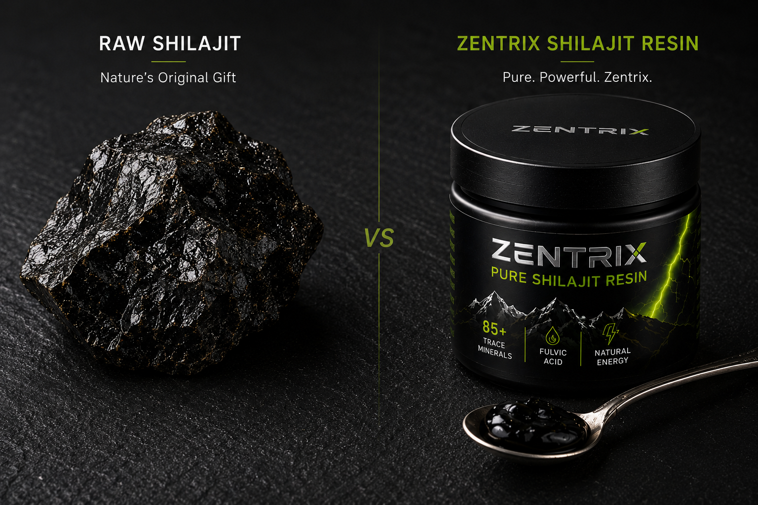 Raw Shilajit VS Zentrix Shilajit Resin